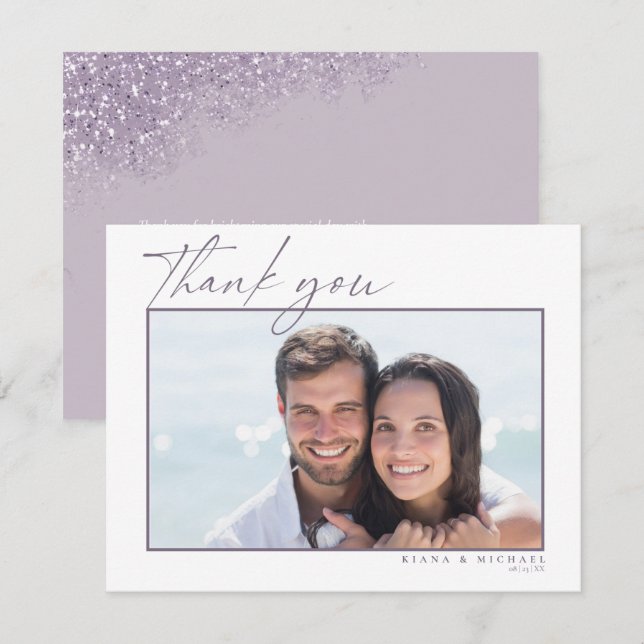 Sparkles Wedding Thank You Mauve ID889 Card (Front/Back)