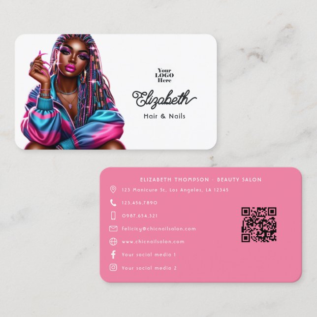 Sparkling African American Urban Hip Hop Salon Business Card (Front/Back)