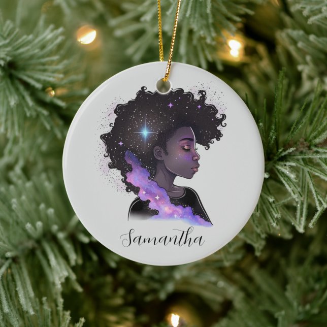 Sparkling Afro Woman Ceramic Tree Decoration (Tree)