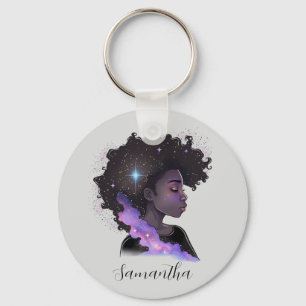 Sparkling Afro Woman Key Ring