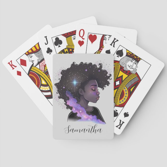Sparkling Afro Woman Playing Cards (Back)