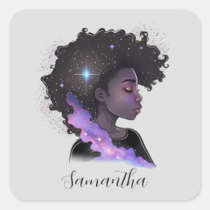 Sparkling Afro Woman Square Sticker