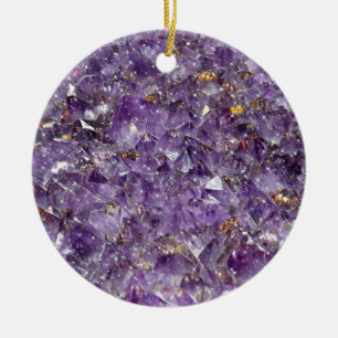 Sparkling Amethyst Crystal Gem - Purple Geode Ceramic Tree Decoration