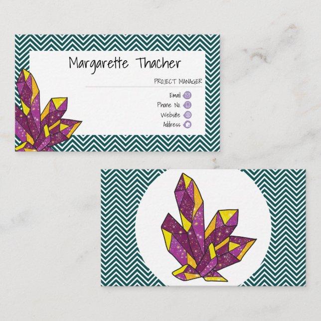 Sparkling Amethyst Crystal Minimalistic Elegant Business Card (Front/Back)