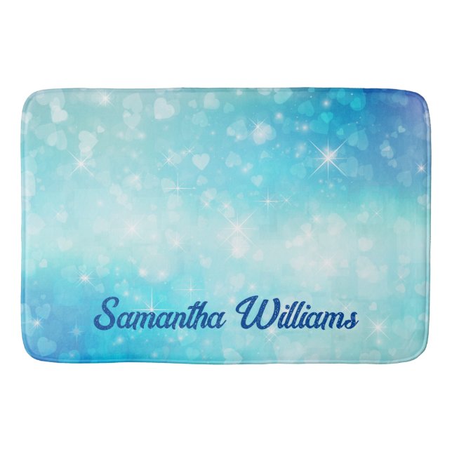 Sparkling and glittering Blue Bath Mat (Front)
