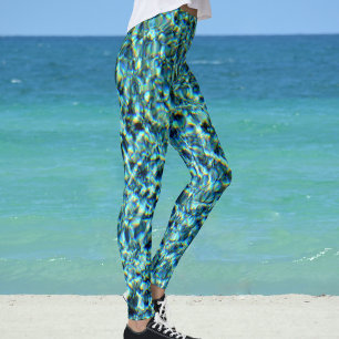 Sparkling Aqua Blue Water Glam Leggings