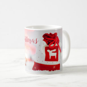 Sparkling Background with a Beautiful Red Bow Coffee Mug