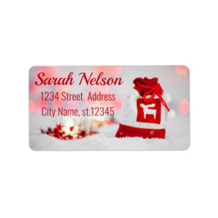 Sparkling Background with a Beautiful Red Bow Label