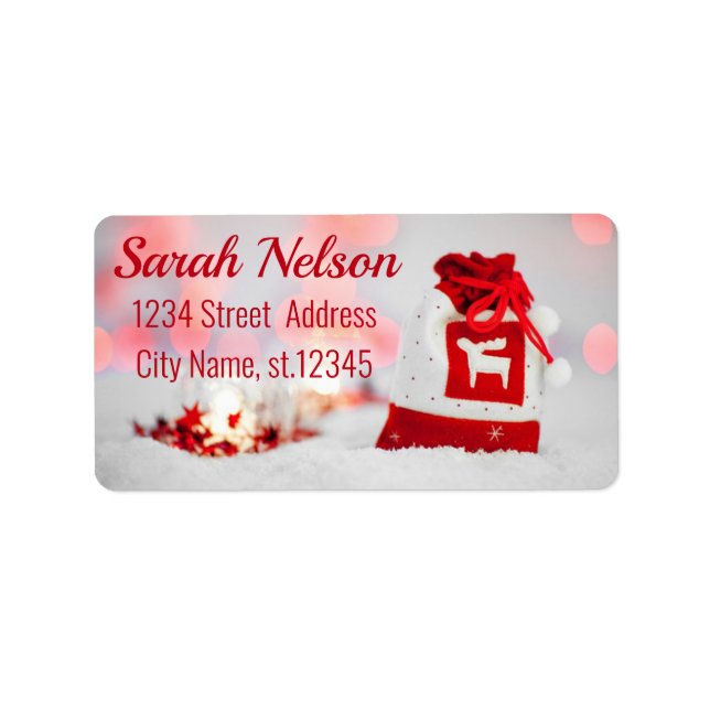 Sparkling Background with a Beautiful Red Bow Label (Front)