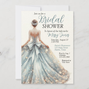 Sparkling Beautiful Wedding Gown Bridal Shower Invitation