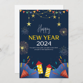 "Sparkling Beginnings: New Year Invitation Card