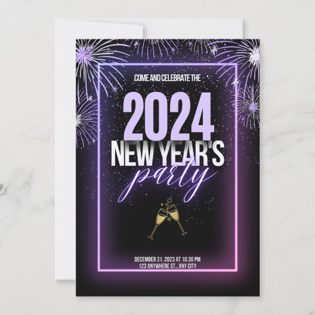 Sparkling Beginnings: New Year's Celebration Invit Invitation (Front)