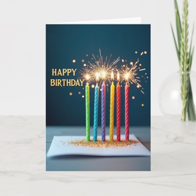 Sparkling Birthday Flame Card (Front)
