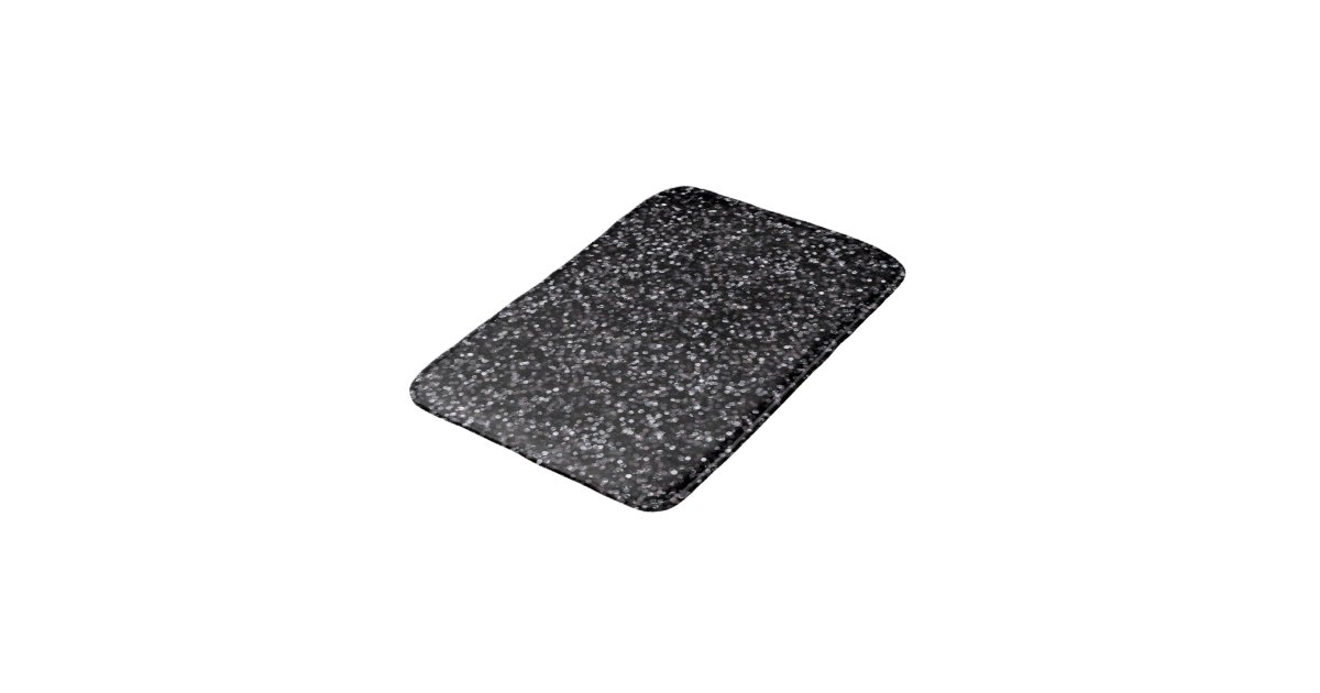 Sparkling Black Glitter Bath Mat Zazzle