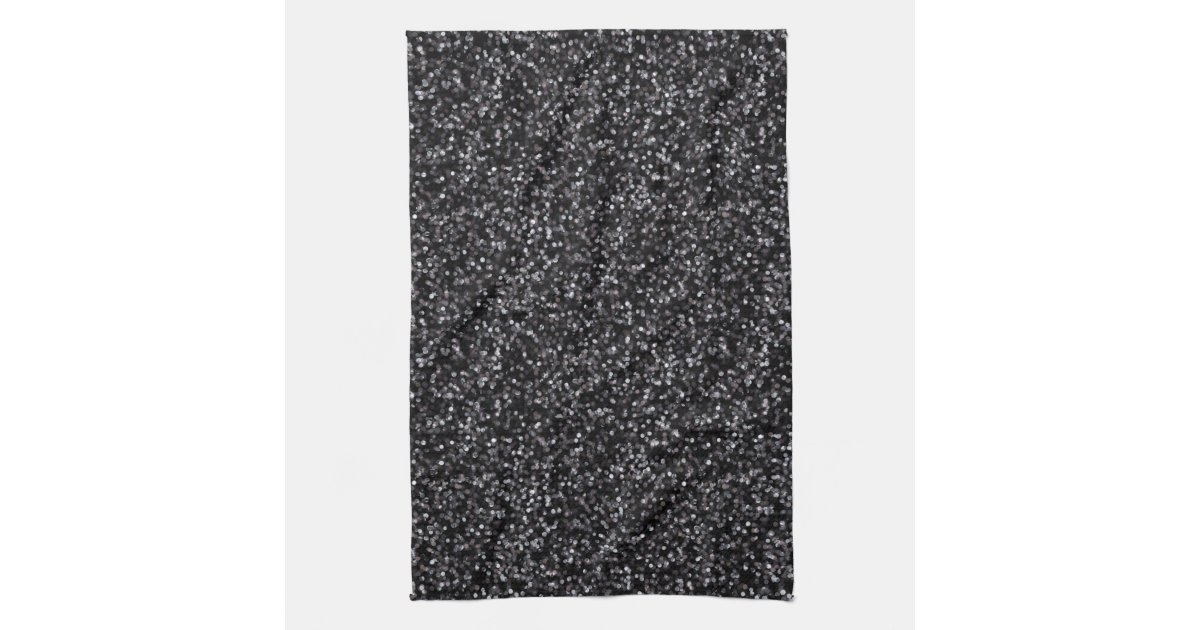 Sparkling Black Glitter Tea Towel Zazzle