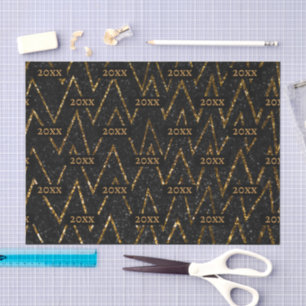 Sparkling Black Gold Chevron New Year Packaging Tissue Paper