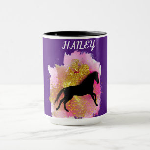 SPARKLING BLACK HORSE PERSONALIZED COMBO MUG