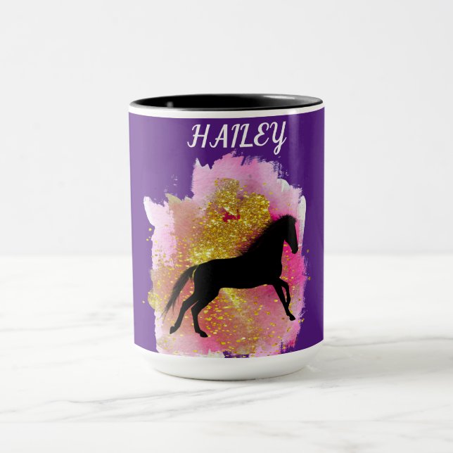 SPARKLING BLACK HORSE PERSONALIZED COMBO MUG (Center)