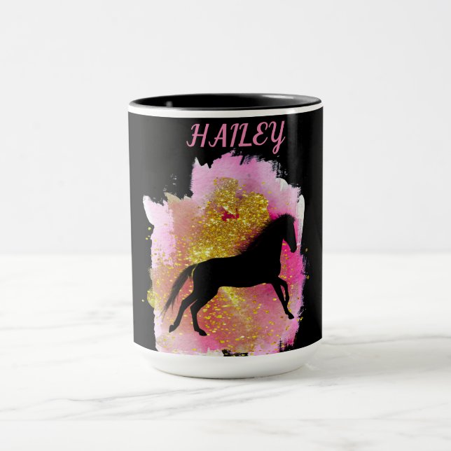 SPARKLING BLACK HORSE PERSONALIZED COMBO MUG (Center)