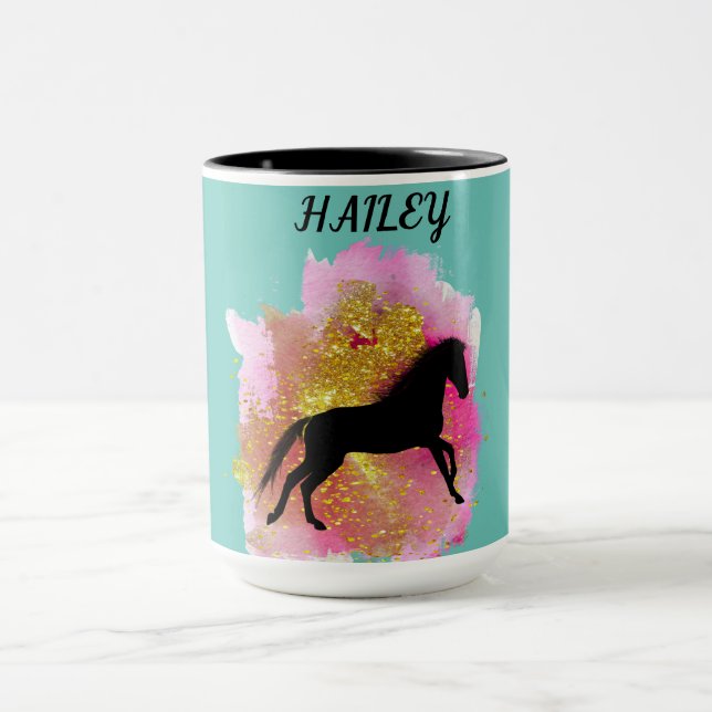 SPARKLING BLACK HORSE PERSONALIZED COMBO MUG (Center)