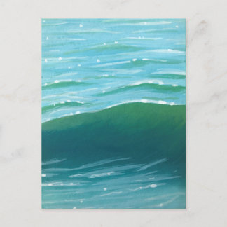 Sparkling Blue and Green Waves Painting Print Postcard