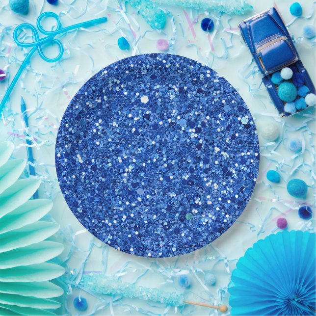 Sparkling blue background pattern  paper plate (Party)
