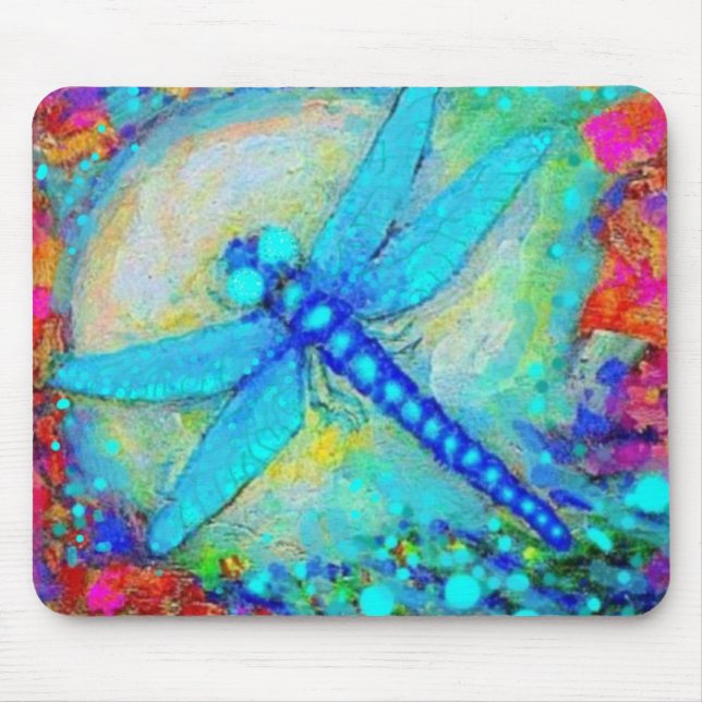 Sparkling Blue Dragonfly by Sharles Mouse Mat (Front)
