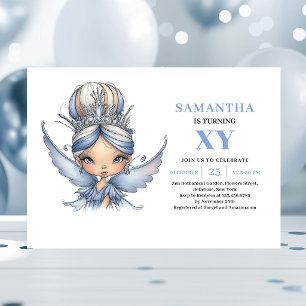 Sparkling Blue Fairy Girl 3rd Birthday Pastel  Invitation