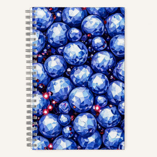 Sparkling blue gemstones notebook