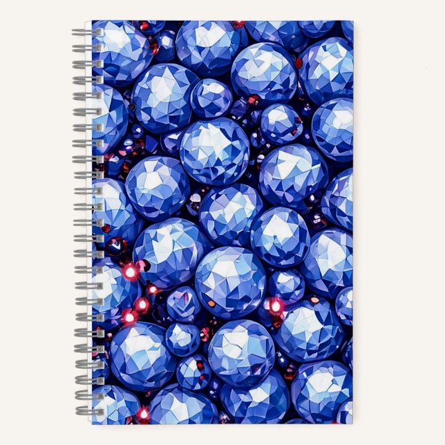 Sparkling blue gemstones notebook (Front)