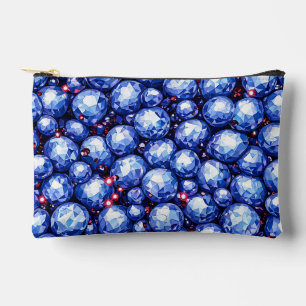 Sparkling blue gemstones pattern accessory pouch