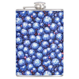 Sparkling blue gemstones pattern hip flask