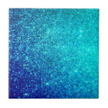 Sparkling Blue Glittery Ombre Teal Colourful Cute Tile<br><div class="desc">Designed with glittery ombre blue background with deep blue & ombre blue shades!!</div>