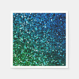Sparkling Blue Green Glittery Colourful Holiday Napkin