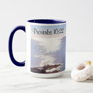 Sparkling Blue Ocean Blessings Bible Verse Mug