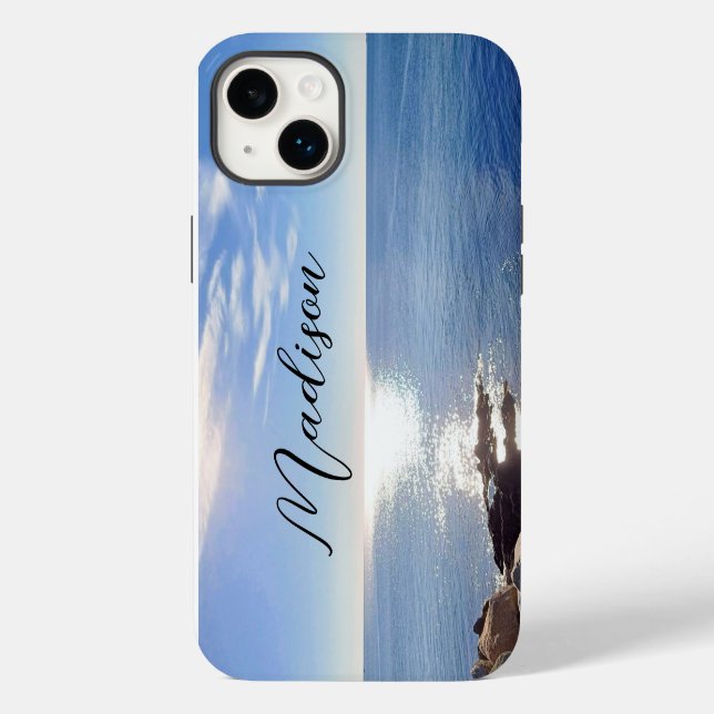 Sparkling Blue Ocean Custom Name Case-Mate iPhone Case (Back)