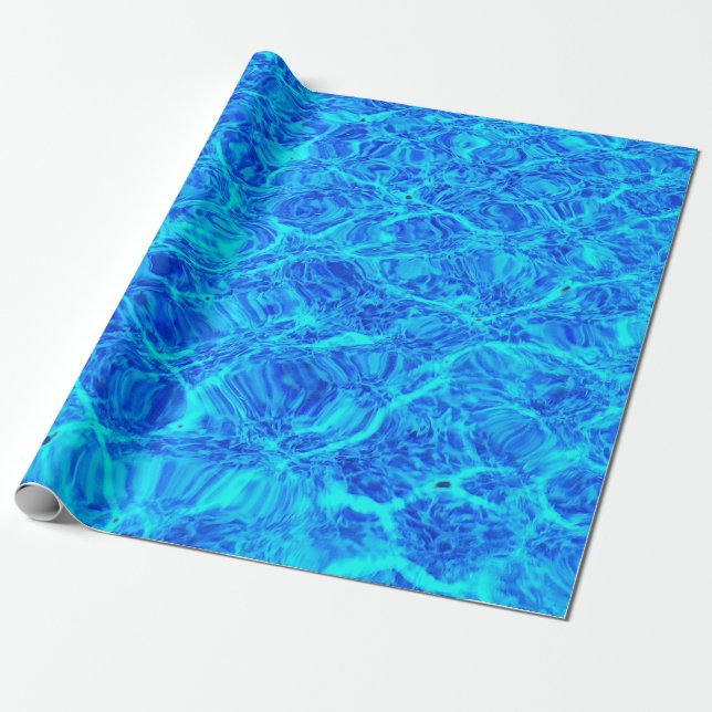 Sparkling Blue Pool Water Gift Wrapping Paper (Unrolled)