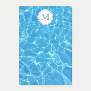 Sparkling Blue Swimming Pool Blue Water Monogram Post-it Notes