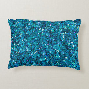 Sparkling Blue-Turquoise Bling Decorative Cushion