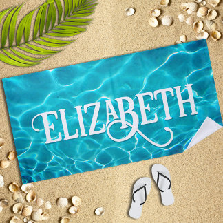 Sparkling Blue Waters Personalised Beach Towel