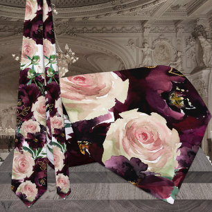 Sparkling Blush Bordeaux Desdemona Roses Wedding Tie