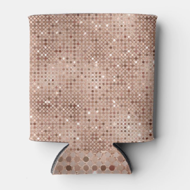Sparkling Bronze Sequins, Seamless Glitter. Can Cooler (Front)
