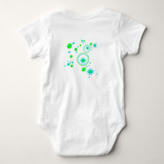 sparkling bunny in green and blue baby bodysuit