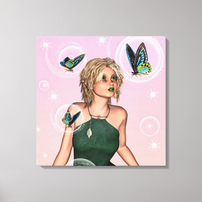 Sparkling Butterfly Fairy Fantasy Art Canvas Print (Front)