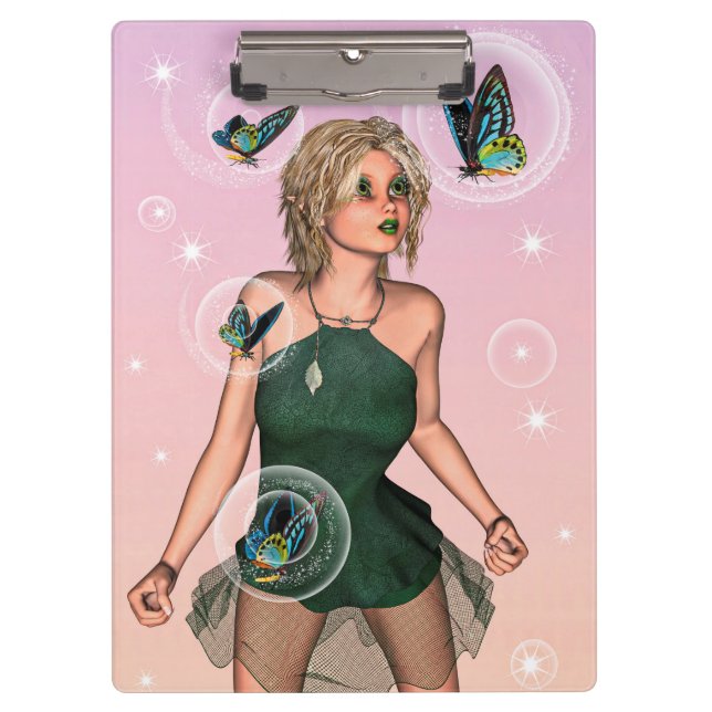Sparkling Butterfly Fairy Fantasy Art Clipboard (Front)