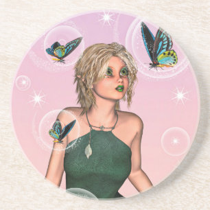 Sparkling Butterfly Fairy Fantasy Art Coaster