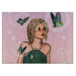 Sparkling Butterfly Fairy Fantasy Art Cutting Board