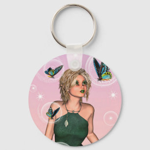 Sparkling Butterfly Fairy Fantasy Art Key Ring