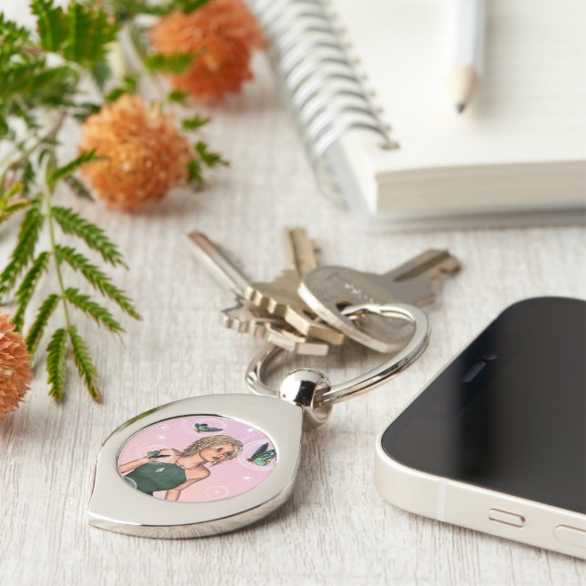 Sparkling Butterfly Fairy Fantasy Art Key Ring (Side)