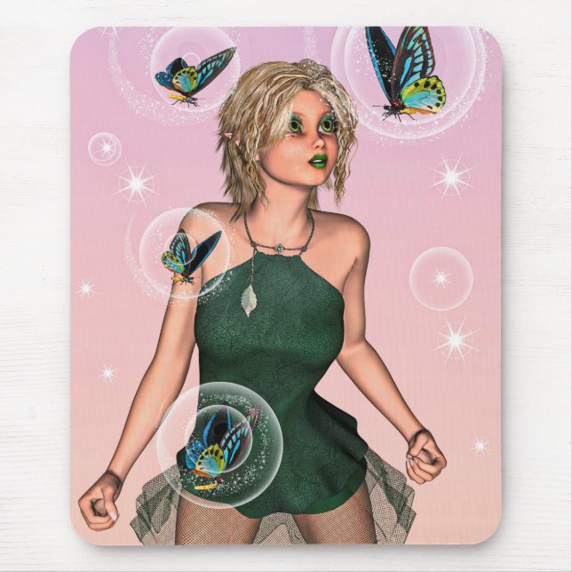 Sparkling Butterfly Fairy Fantasy Art Mouse Mat (Front)